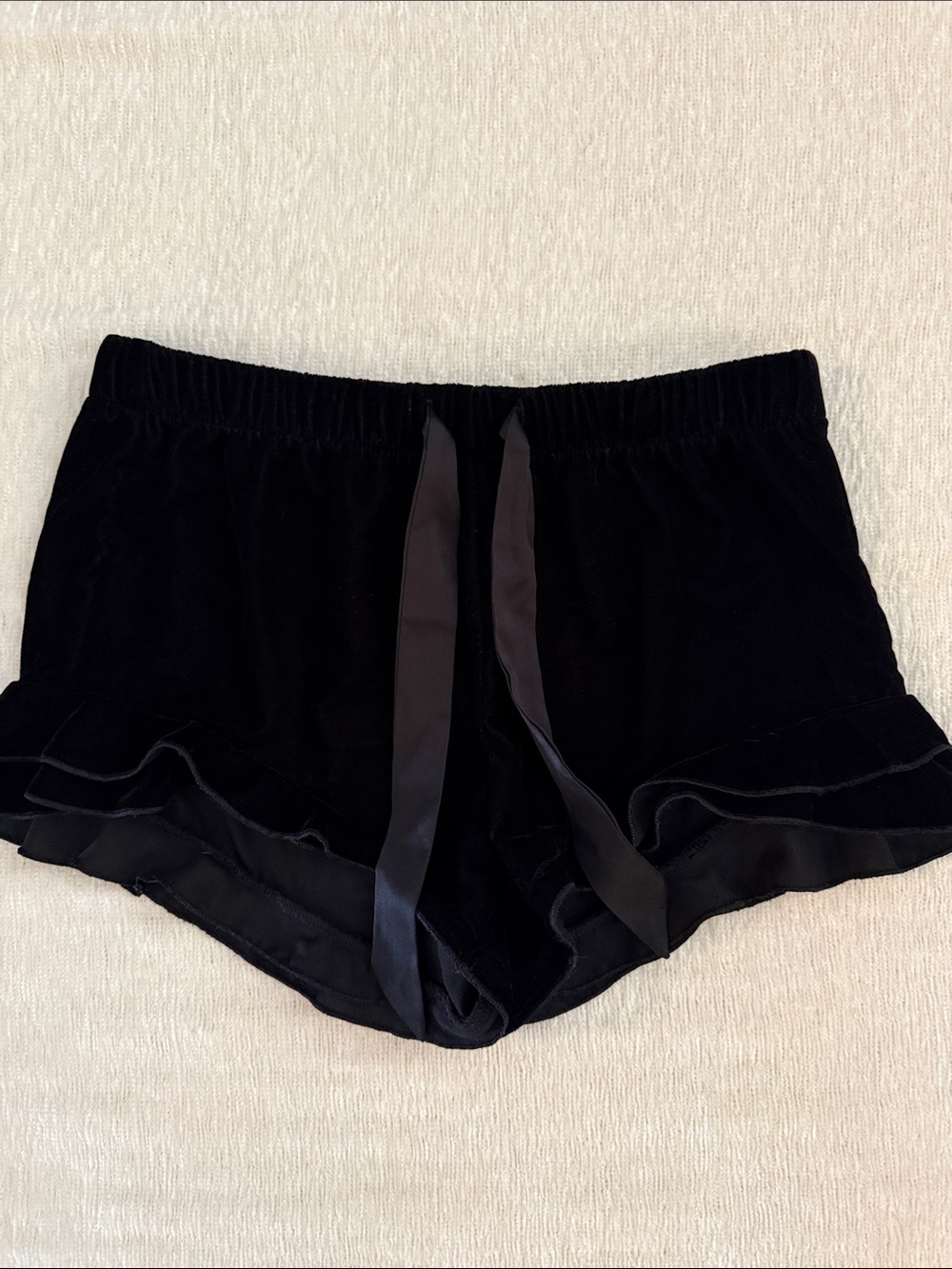 Victoria's Secret Black Velvet Ruffle Sleep Shorts